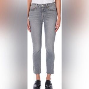 Trave Irina Slim Cropped Raw Hem Jeans In Silver Springs Gray Women’s Size 26